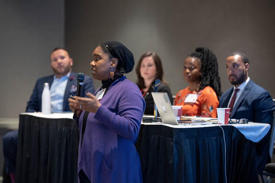 Pictured above: InBIA Panel – Equity and Inclusion in the Innovation Space. Elaine Rasmussen Founder and CEO, Social Impact Strategies Group is speaking.