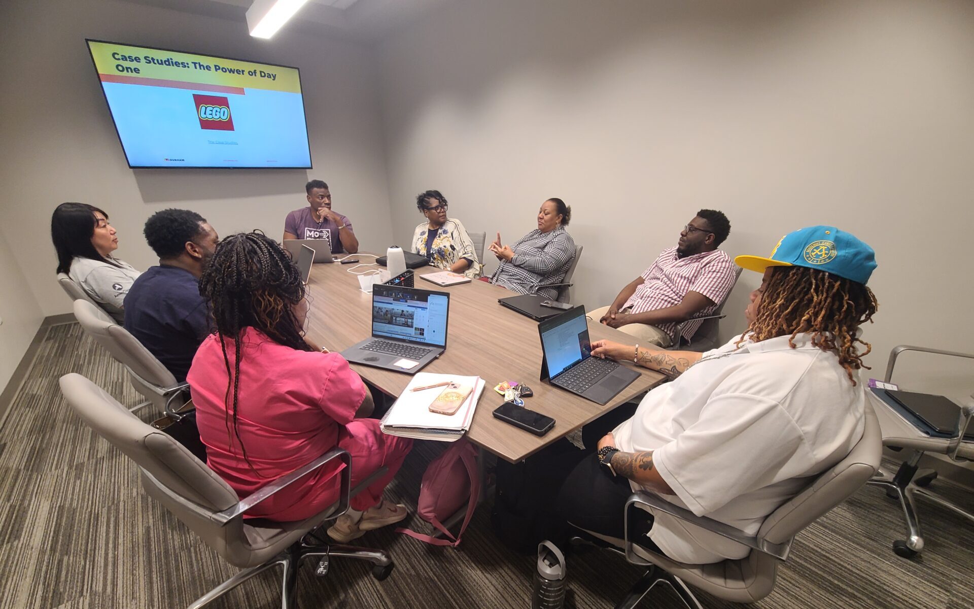 A group in a small classroom setting