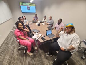Small group in a classroom setting