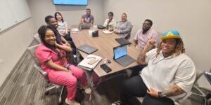 Small group in a classroom setting